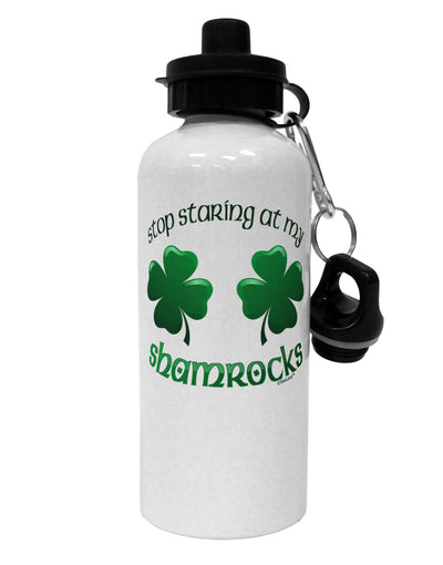 Stop Staring At My Shamrocks Aluminum 600ml Water Bottle-Water Bottles-TooLoud-White-Davson Sales