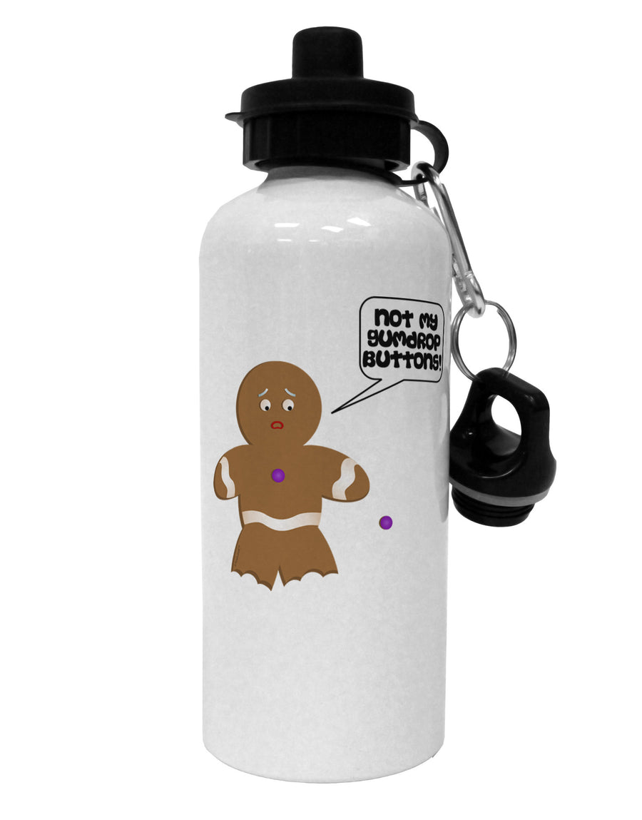 Not My Gumdrop Buttons Gingerbread Man Christmas Aluminum 600ml Water Bottle-Water Bottles-TooLoud-White-Davson Sales