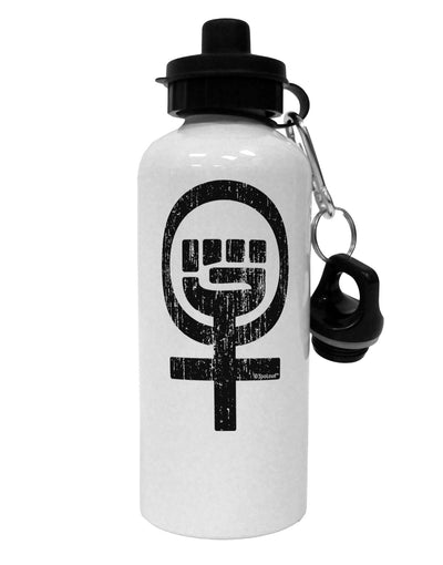 Distressed Feminism Symbol Aluminum 600ml Water Bottle-Water Bottles-TooLoud-White-Davson Sales