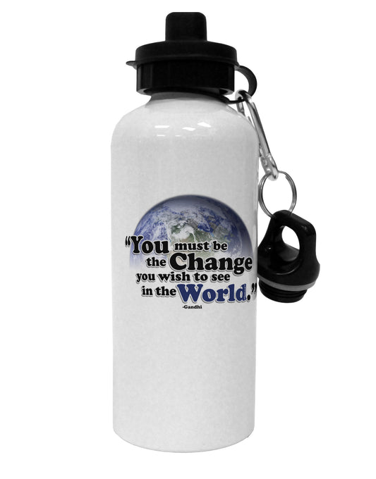 Change In The World Gandhi Aluminum 600ml Water Bottle-Water Bottles-TooLoud-White-Davson Sales