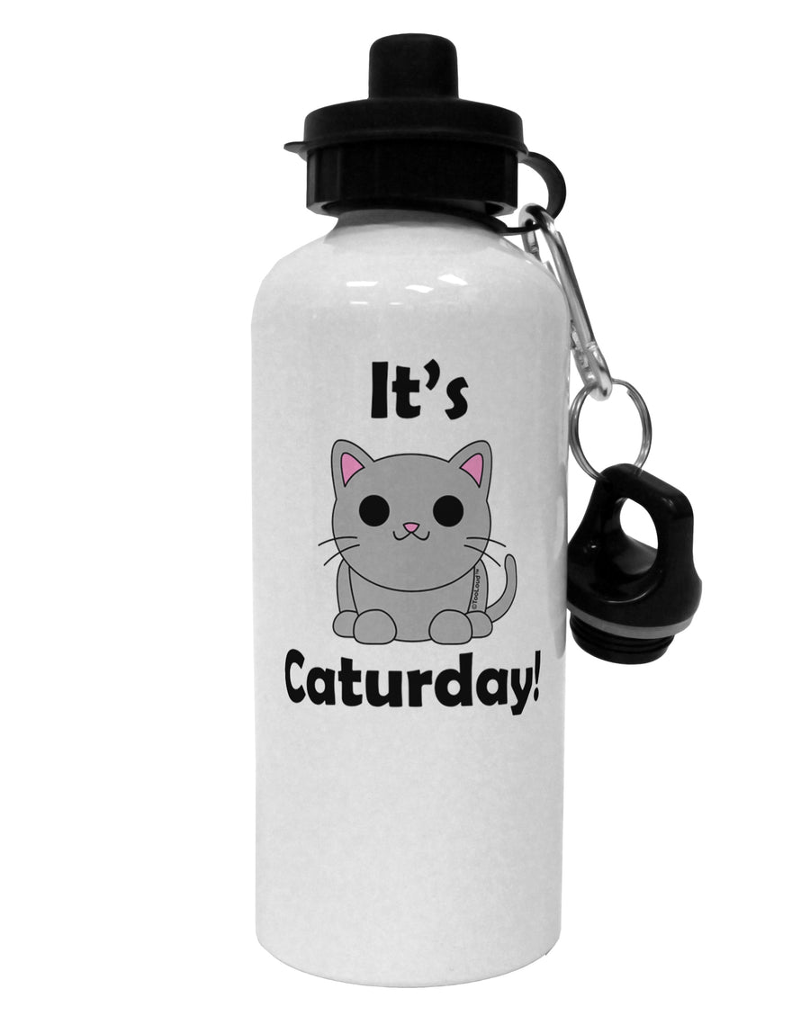 It's Caturday Cute Cat Design Aluminum 600ml Water Bottle by TooLoud-Water Bottles-TooLoud-White-Davson Sales