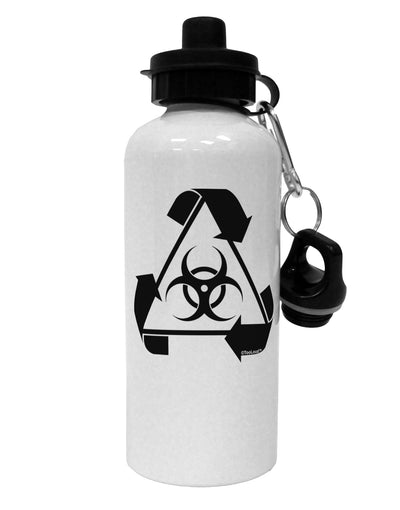 Recycle Biohazard Sign Black and White Aluminum 600ml Water Bottle by TooLoud-Water Bottles-TooLoud-White-Davson Sales