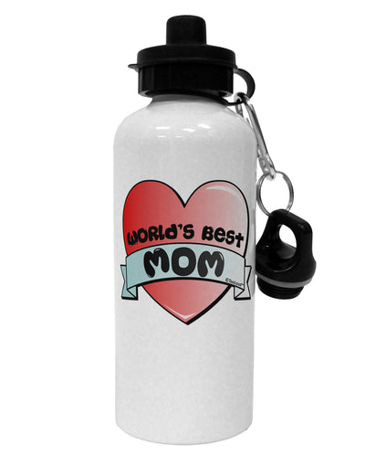 World's Best Mom - Heart Banner Design Aluminum 600ml Water Bottle by TooLoud-Water Bottles-TooLoud-White-Davson Sales