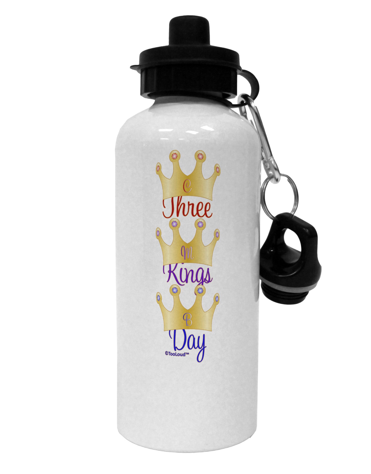 Three Kings Day - C M B Crowns Aluminum 600ml Water Bottle by TooLoud-Water Bottles-TooLoud-White-Davson Sales