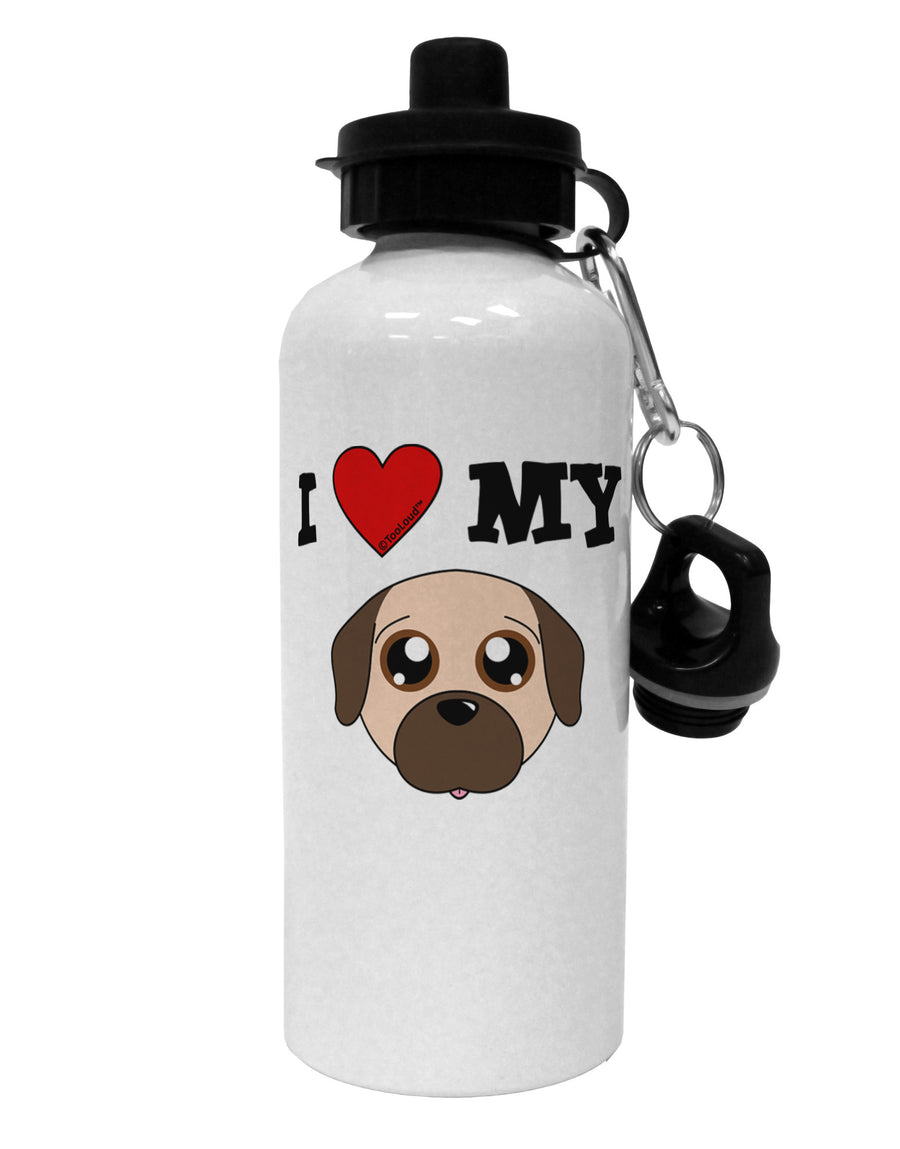 I Heart My - Cute Pug Dog - Fawn Aluminum 600ml Water Bottle by TooLoud-Water Bottles-TooLoud-White-Davson Sales