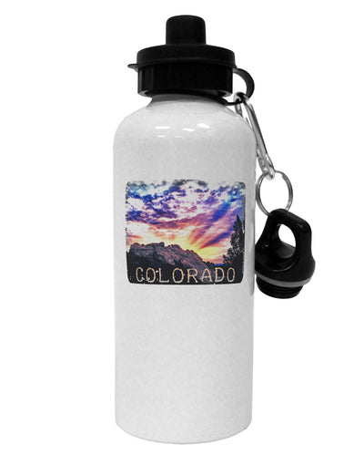 Colorado Rainbow Sunset Text Aluminum 600ml Water Bottle-Water Bottles-TooLoud-White-Davson Sales