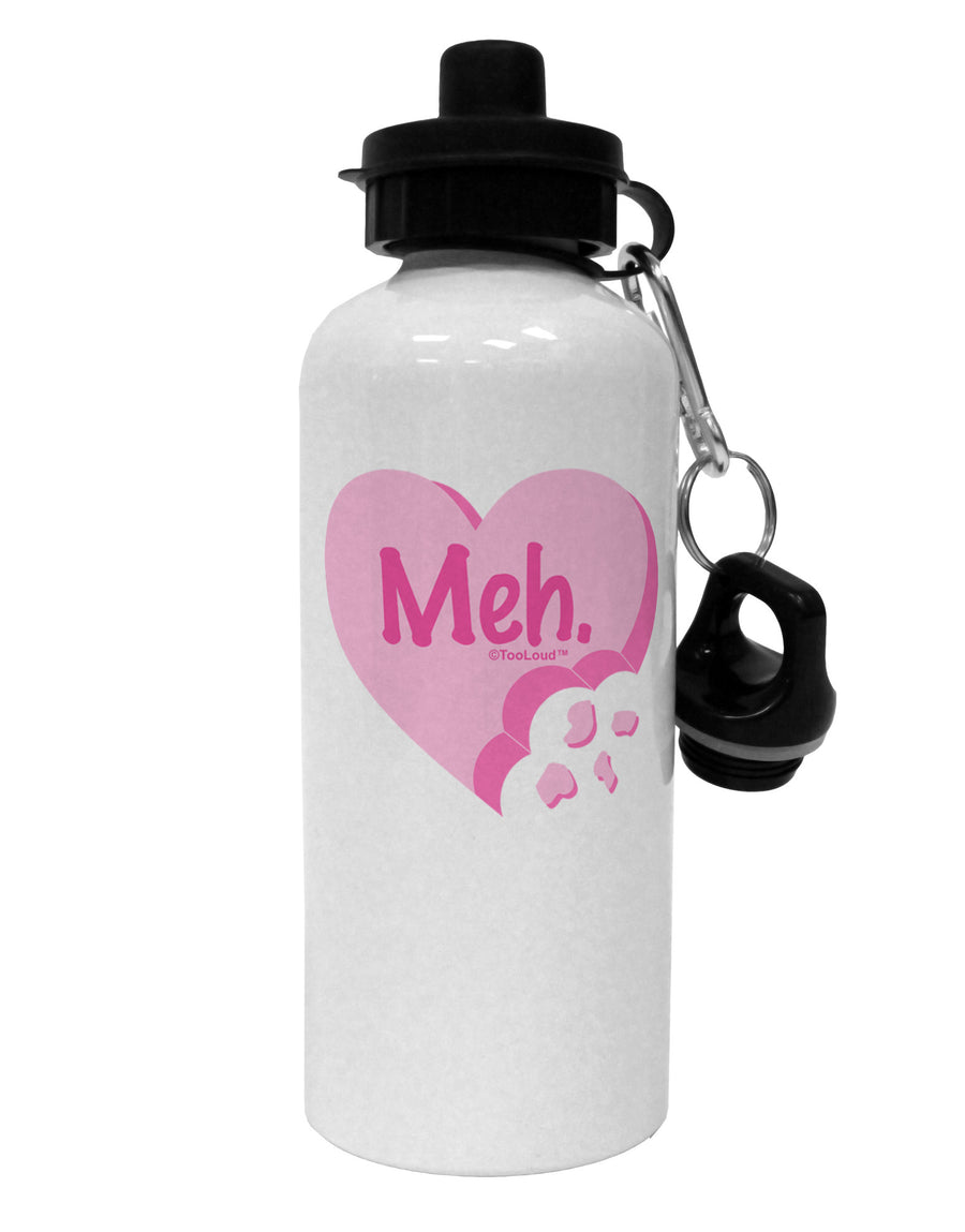 Meh Candy Heart - Valentines Day Aluminum 600ml Water Bottle by TooLoud-Water Bottles-TooLoud-White-Davson Sales