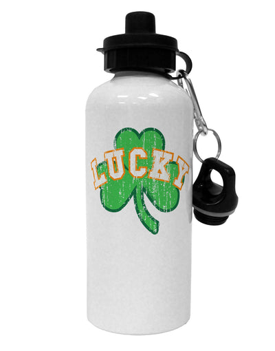 Lucky Shamrock Design Distressed Aluminum 600ml Water Bottle by TooLoud-Water Bottles-TooLoud-White-Davson Sales