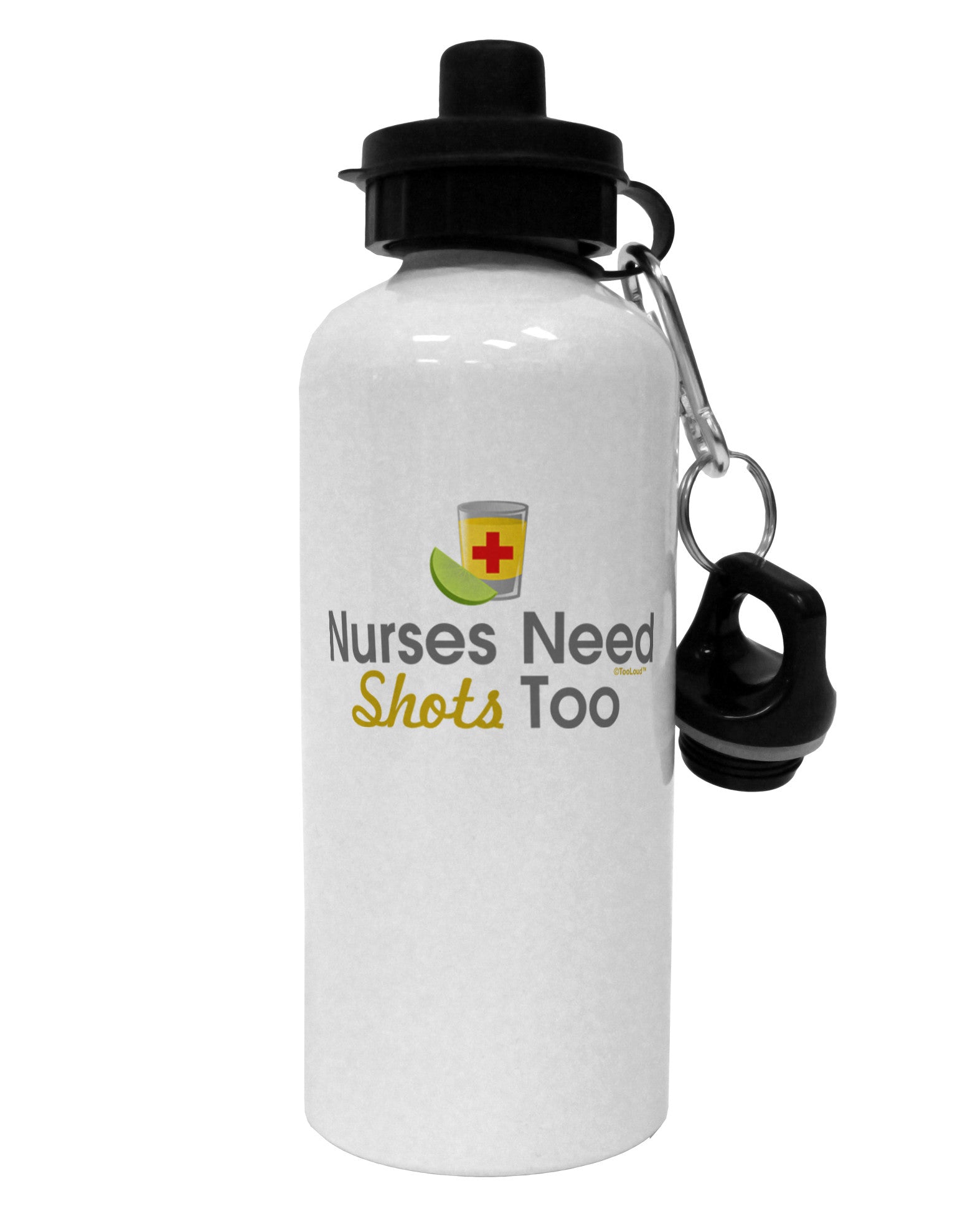Nurses Need Shots Too Aluminum 600ml Water Bottle-Water Bottles-TooLoud-White-Davson Sales