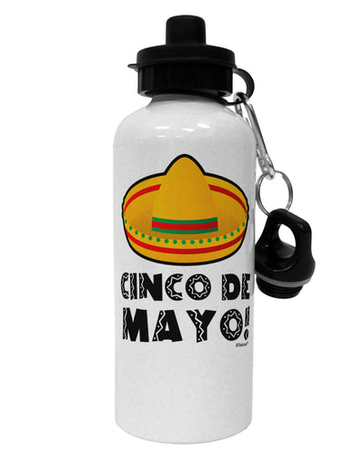 Sombrero Design - Cinco de Mayo Aluminum 600ml Water Bottle by TooLoud-Water Bottles-TooLoud-White-Davson Sales