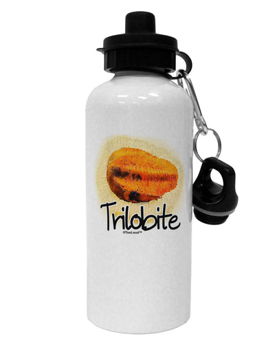 Trilobite Fossil Watercolor Text Aluminum 600ml Water Bottle-Water Bottles-TooLoud-White-Davson Sales