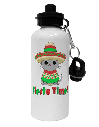 Fiesta Time - Cute Sombrero Cat Aluminum 600ml Water Bottle by TooLoud-Water Bottles-TooLoud-White-Davson Sales