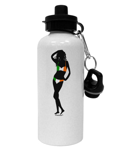 Irish Flag Bikini Shadow Aluminum 600ml Water Bottle by TooLoud-Water Bottles-TooLoud-White-Davson Sales