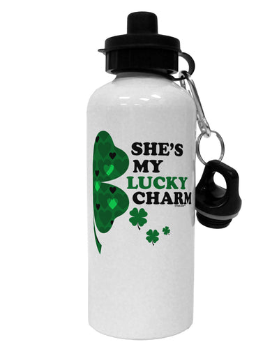 She's My Lucky Charm - Right Aluminum 600ml Water Bottle-Water Bottles-TooLoud-White-Davson Sales