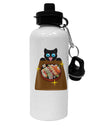 Anime Cat Loves Sushi Aluminum 600ml Water Bottle by TooLoud-Water Bottles-TooLoud-White-Davson Sales