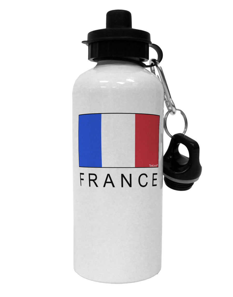 French Flag - France Text Aluminum 600ml Water Bottle by TooLoud-Water Bottles-TooLoud-White-Davson Sales