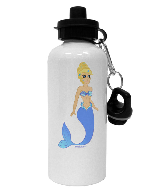 Mermaid Design - Blue Aluminum 600ml Water Bottle-Water Bottles-TooLoud-White-Davson Sales