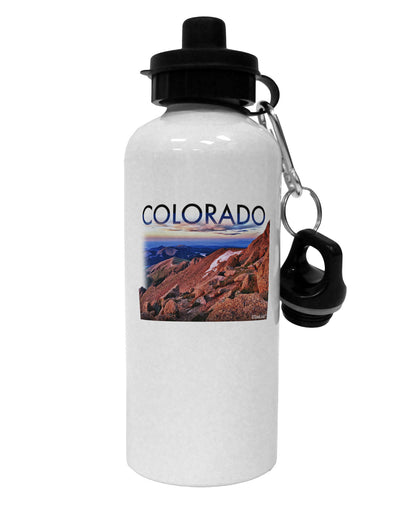 Colorado Mtn Sunset Cutout Aluminum 600ml Water Bottle-Water Bottles-TooLoud-White-Davson Sales