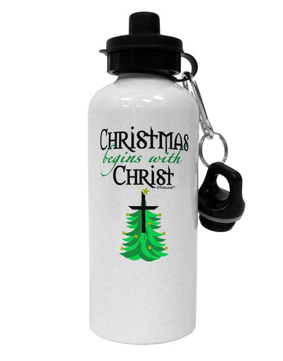 Begins With Christ Aluminum 600ml Water Bottle-Water Bottles-TooLoud-White-Davson Sales