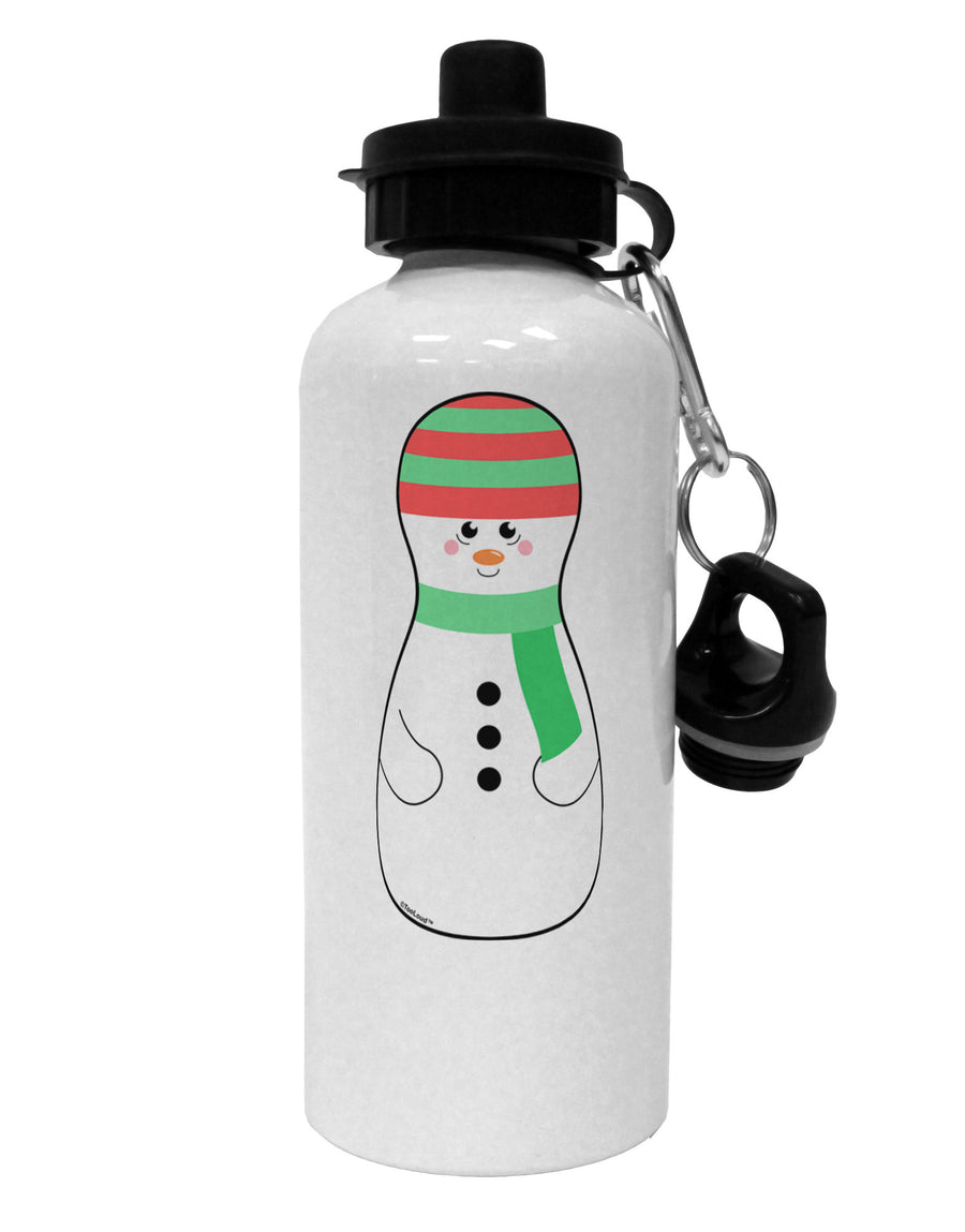 Cute Snowman Matryoshka Nesting Doll - Christmas Aluminum 600ml Water Bottle-Water Bottles-TooLoud-White-Davson Sales