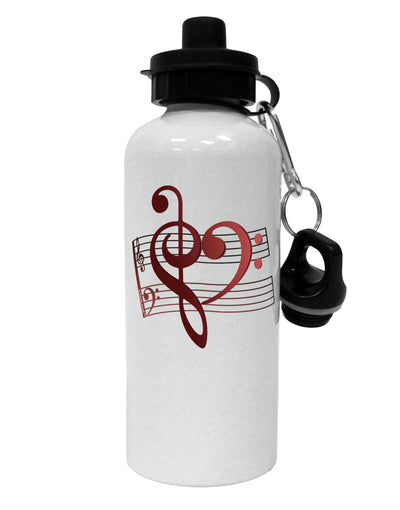 Heart Sheet Music Aluminum 600ml Water Bottle-Water Bottles-TooLoud-White-Davson Sales