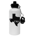 Texas State Y'all Design with Flag Heart Aluminum 600ml Water Bottle by TooLoud-Water Bottles-TooLoud-White-Davson Sales