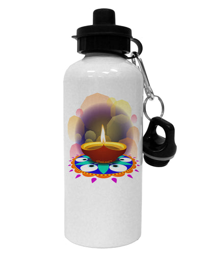 Festive Diya and Rangoli Aluminum 600ml Water Bottle by TooLoud-TooLoud-White-Davson Sales