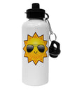 Sun With Sunglasses Aluminum 600ml Water Bottle by TooLoud-Water Bottles-TooLoud-White-Davson Sales