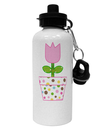 Easter Tulip Design - Pink Aluminum 600ml Water Bottle by TooLoud-Water Bottles-TooLoud-White-Davson Sales