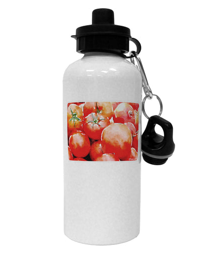 Watercolor Tomatoes Aluminum 600ml Water Bottle-Water Bottles-TooLoud-White-Davson Sales