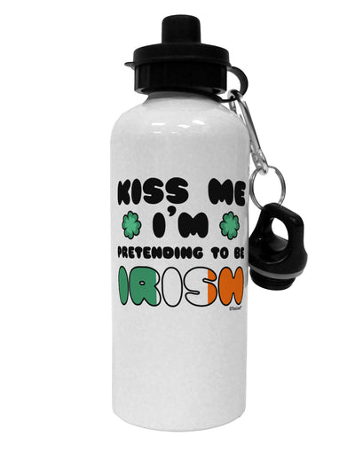 Kiss Me I'm Pretending to Be Irish Aluminum 600ml Water Bottle by TooLoud-Water Bottles-TooLoud-White-Davson Sales