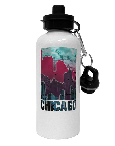 Chicago Abstract 2 Aluminum 600ml Water Bottle-Water Bottles-TooLoud-White-Davson Sales