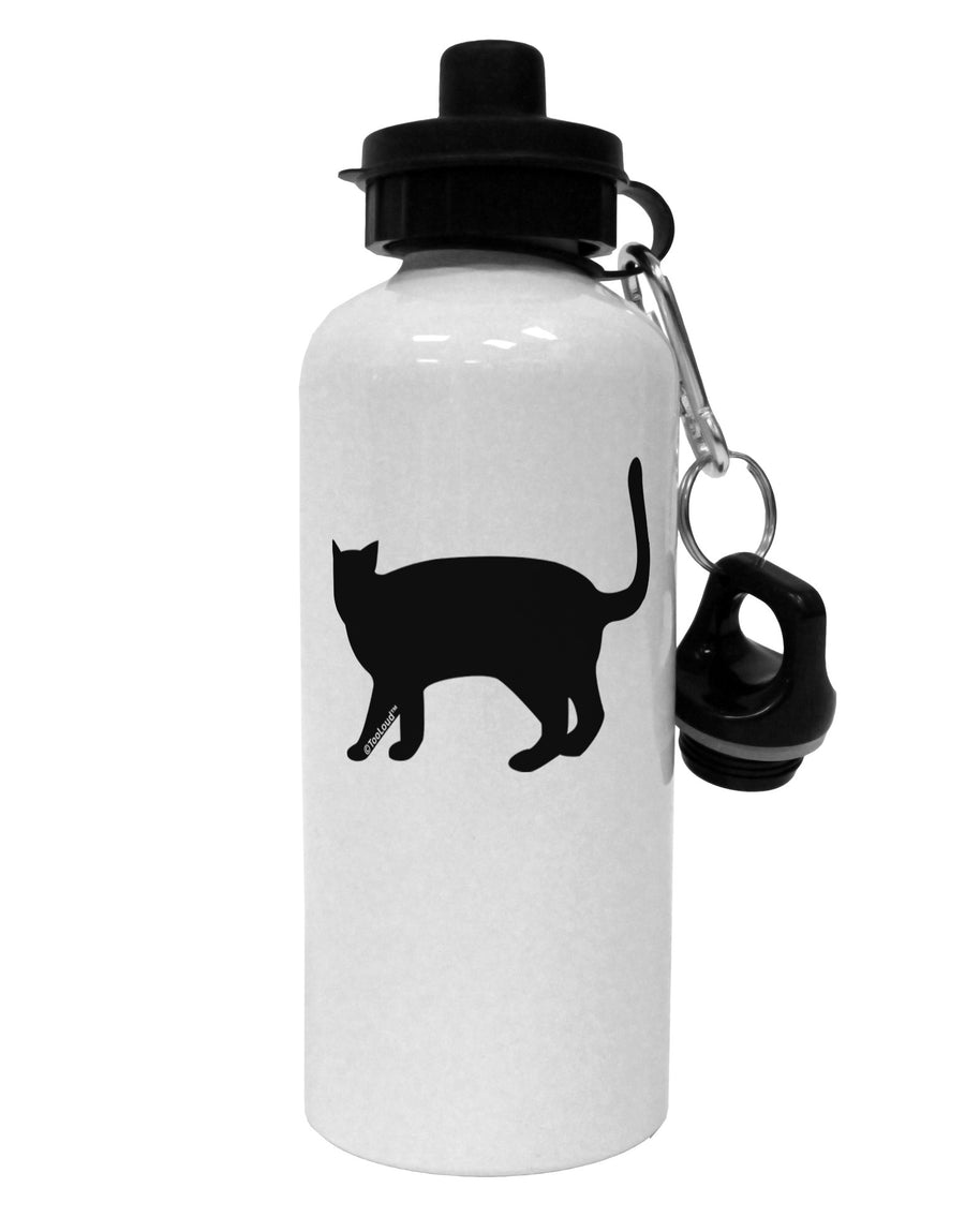 Cat Silhouette Design Aluminum 600ml Water Bottle by TooLoud-Water Bottles-TooLoud-White-Davson Sales