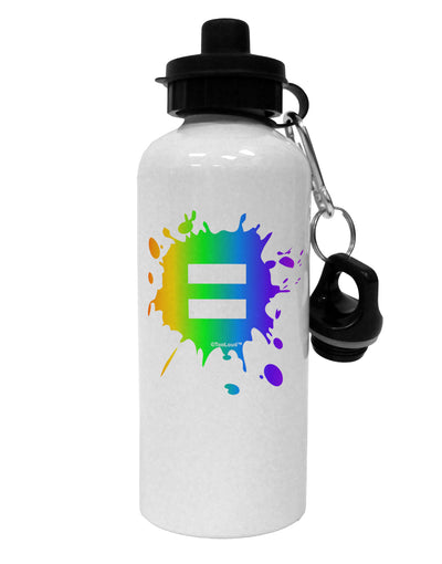 Equal Rainbow Paint Splatter Aluminum 600ml Water Bottle by TooLoud-Water Bottles-TooLoud-White-Davson Sales