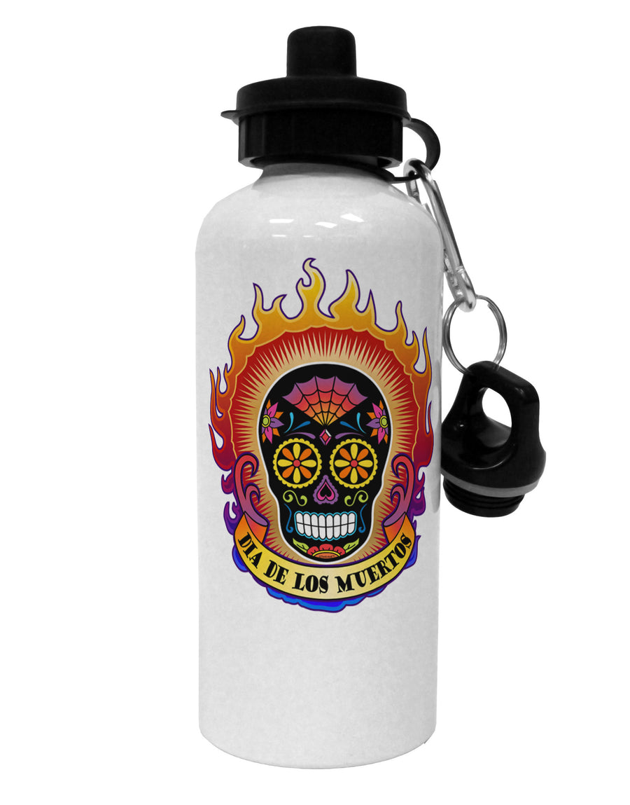 Dia de los Muertos Sacred Calavera Day of the Dead Aluminum 600ml Water Bottle-Water Bottles-TooLoud-White-Davson Sales