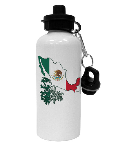 Mexican Roots - Mexico Outline Mexican Flag Aluminum 600ml Water Bottle by TooLoud-Water Bottles-TooLoud-White-Davson Sales