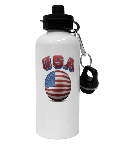 Soccer Ball Flag - USA Aluminum 600ml Water Bottle-Water Bottles-TooLoud-White-Davson Sales