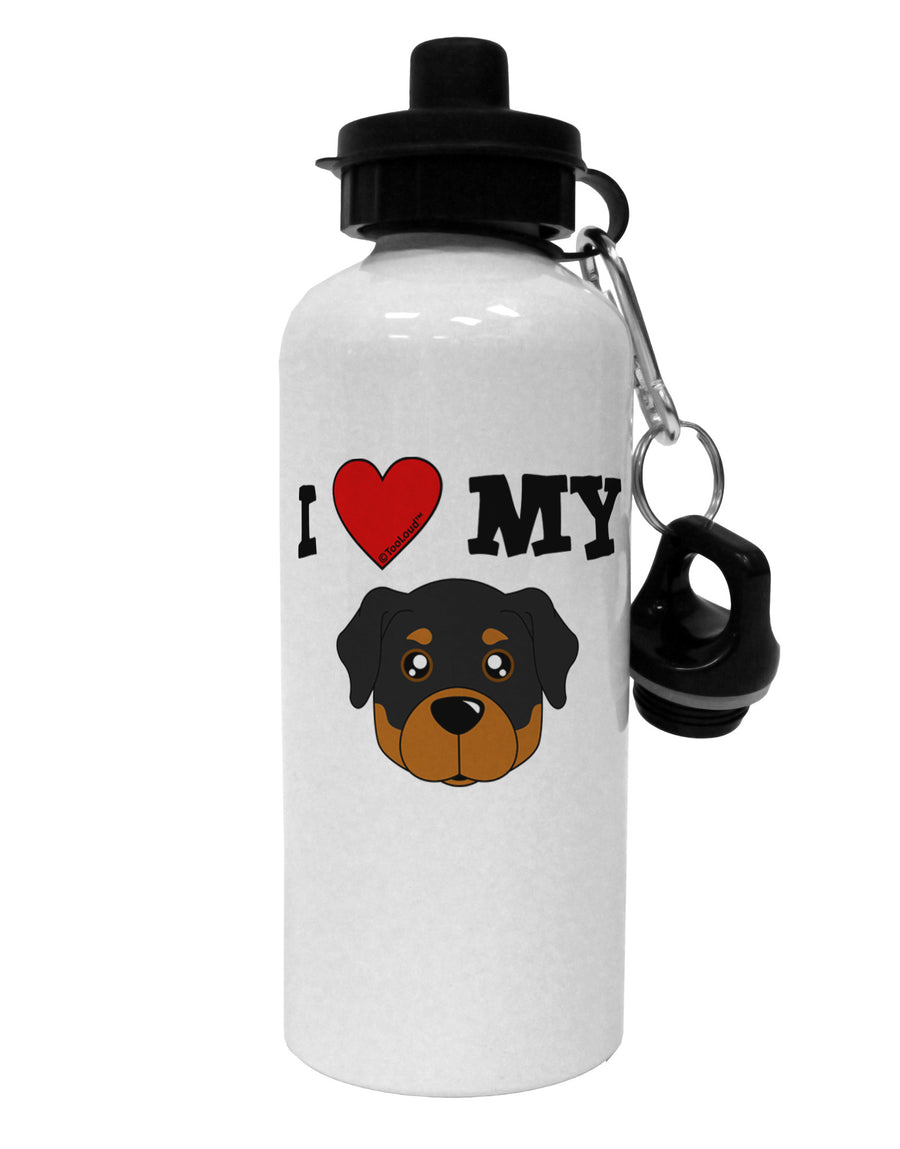 I Heart My - Cute Rottweiler Dog Aluminum 600ml Water Bottle by TooLoud-Water Bottles-TooLoud-White-Davson Sales