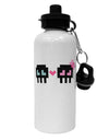 8-Bit Skull Love - Boy and Girl Aluminum 600ml Water Bottle-Water Bottles-TooLoud-White-Davson Sales