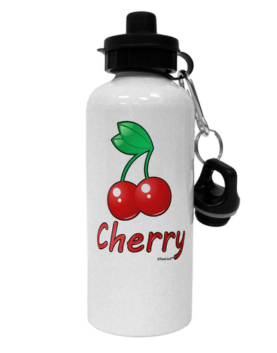 Cherry Text Aluminum 600ml Water Bottle-Water Bottles-TooLoud-White-Davson Sales