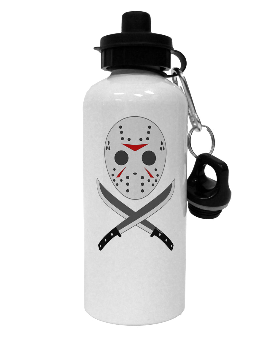 Scary Mask With Machete - Halloween Aluminum 600ml Water Bottle-Water Bottles-TooLoud-White-Davson Sales