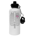 Skeleton Ribcage with Pink Heart Halloween Aluminum 600ml Water Bottle-Water Bottles-TooLoud-White-Davson Sales