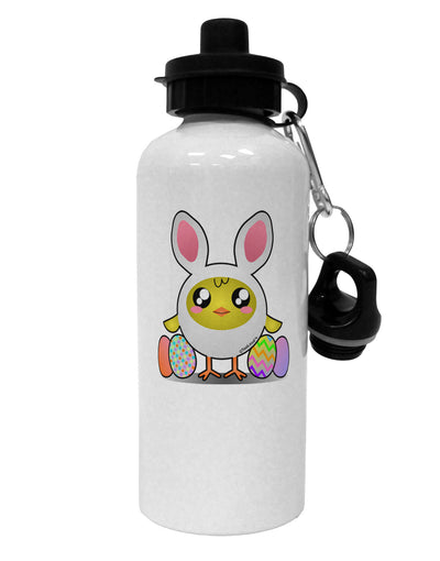 Chick In Bunny Costume Aluminum 600ml Water Bottle-Water Bottles-TooLoud-White-Davson Sales