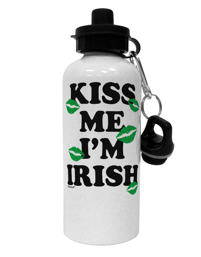 Kiss Me I'm Irish - Green Kisses Aluminum 600ml Water Bottle by TooLoud-Water Bottles-TooLoud-White-Davson Sales