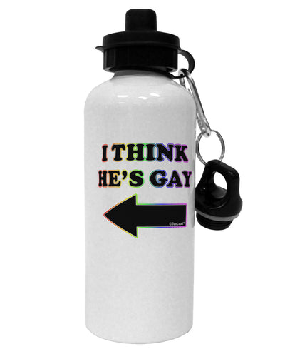 I Think He's Gay Left Aluminum 600ml Water Bottle by TooLoud-Water Bottles-TooLoud-White-Davson Sales