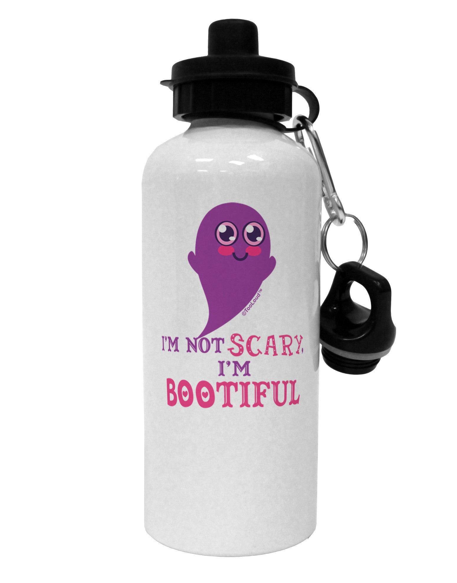 BOOtiful Ghost Purple Aluminum 600ml Water Bottle-Water Bottles-TooLoud-White-Davson Sales