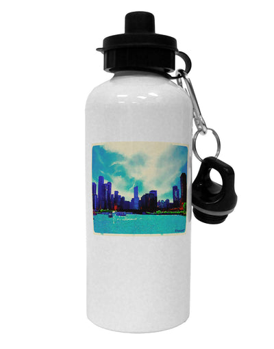 Chicago Skyline Watercolor Aluminum 600ml Water Bottle-Water Bottles-TooLoud-White-Davson Sales