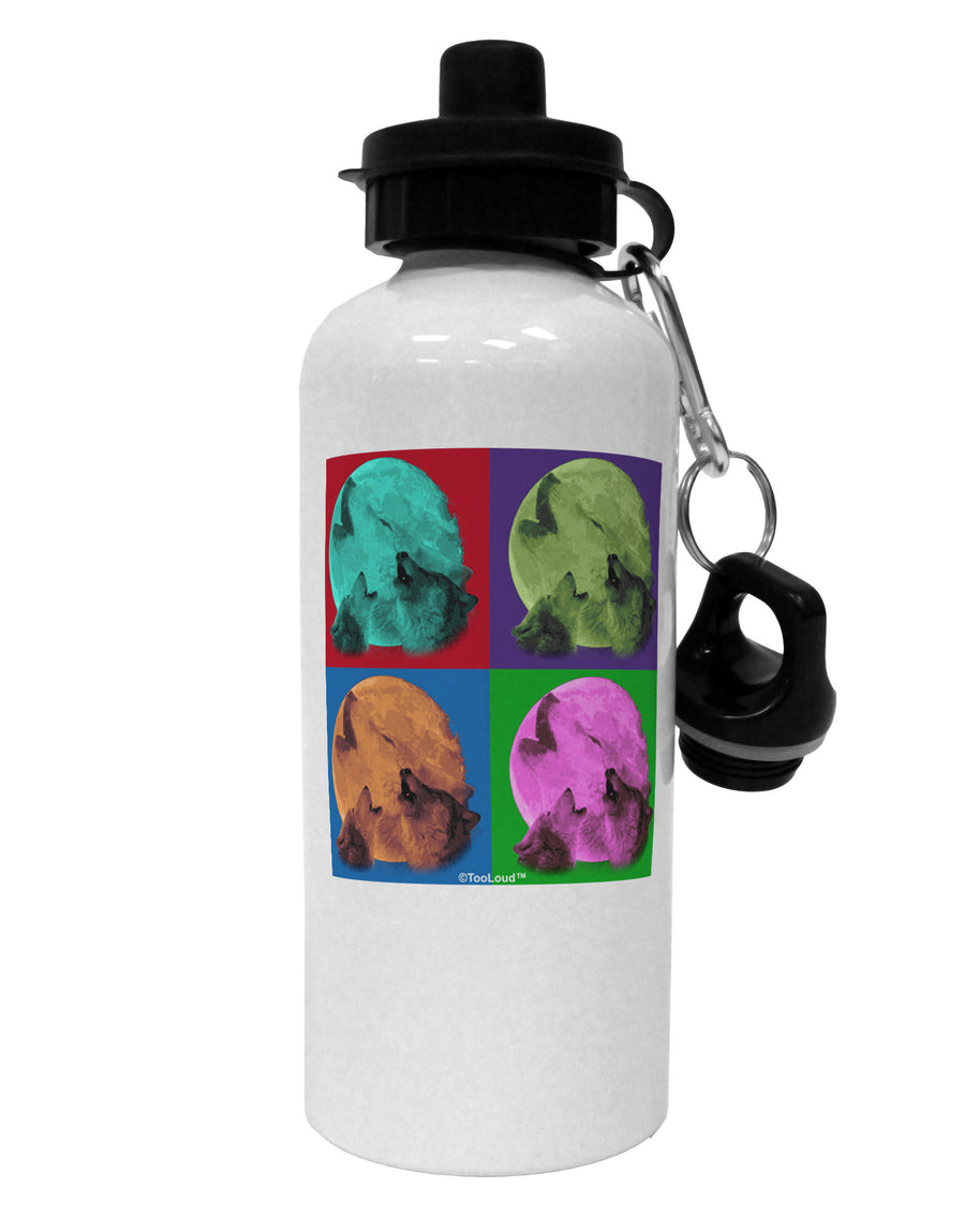 Three Wolves Howling - Pop-Art #1 Aluminum 600ml Water Bottle by TooLoud-Water Bottles-TooLoud-White-Davson Sales