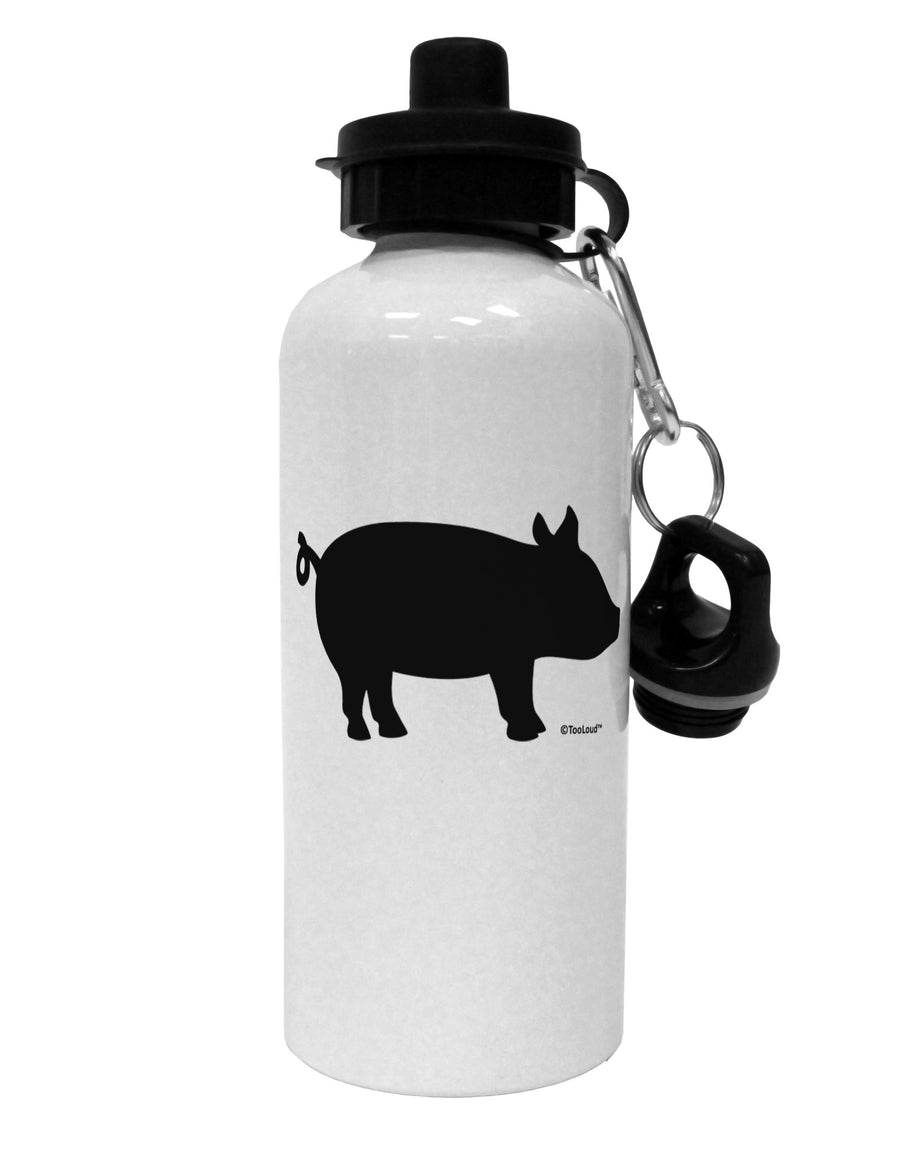 Pig Silhouette Design Aluminum 600ml Water Bottle by TooLoud-Water Bottles-TooLoud-White-Davson Sales