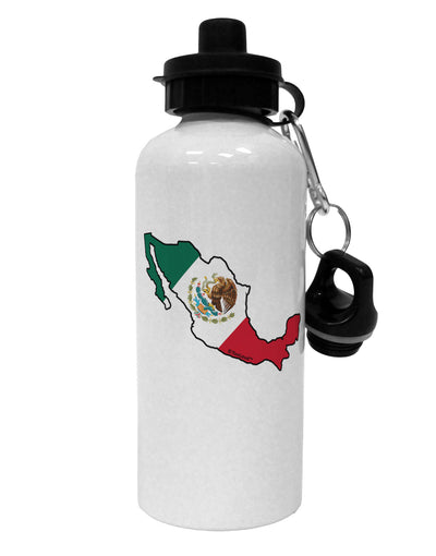 Mexico Outline - Mexican Flag Aluminum 600ml Water Bottle by TooLoud-Water Bottles-TooLoud-White-Davson Sales